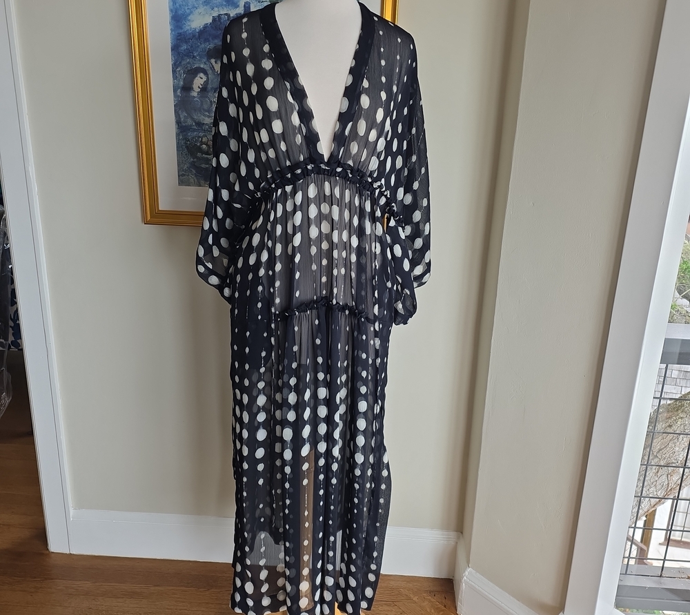 NWT Malia Mills Demi Caftan Urban Dot Noir